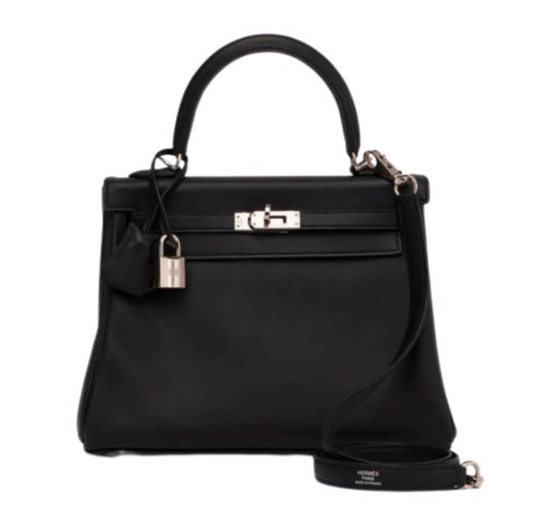 Hermès Kelly25 Black Swift&Palladium Hardware