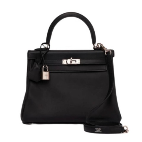 Hermès Kelly25 Black Swift&Palladium Hardware