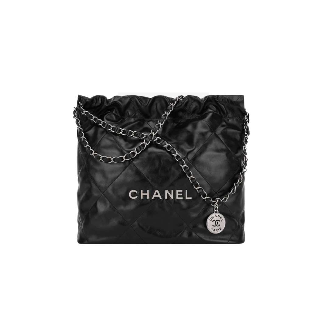 Chanel 22 Small Handbag Calfskin & Silver Black