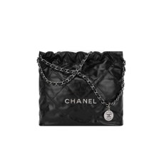 Chanel 22 Small Handbag Calfskin & Silver Black