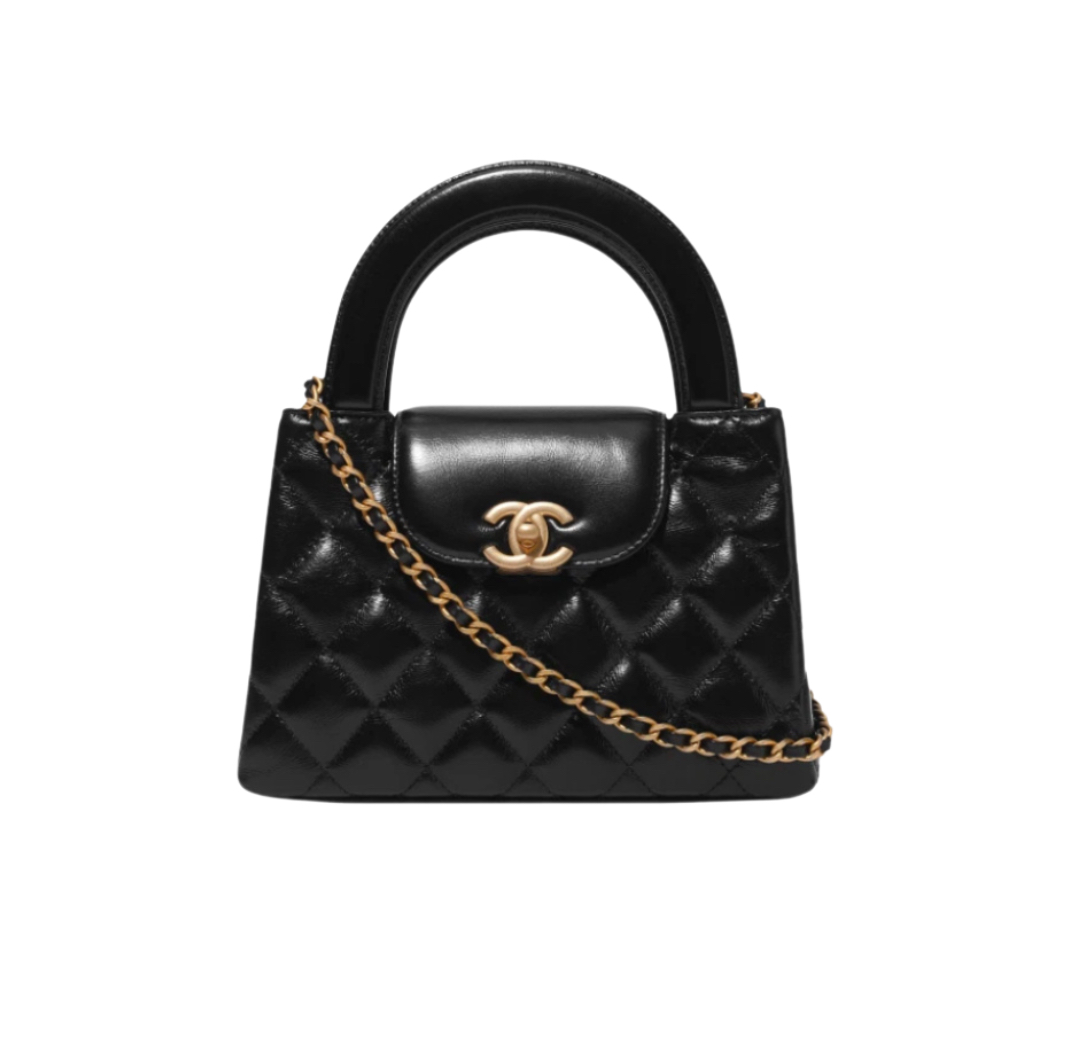 Chanel Mini Shopper Bag Black Shiny Aged Calfskin & Gold Hardware