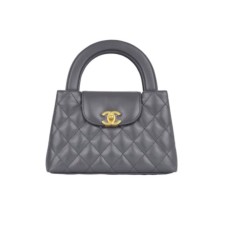  Chanel Small Shopper Dark Grey Shiny Aged Calfskin& Gold Hardware