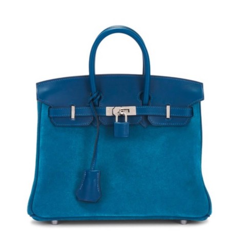Hermès Birkin25 Blue Suede&Palladium Hardware
