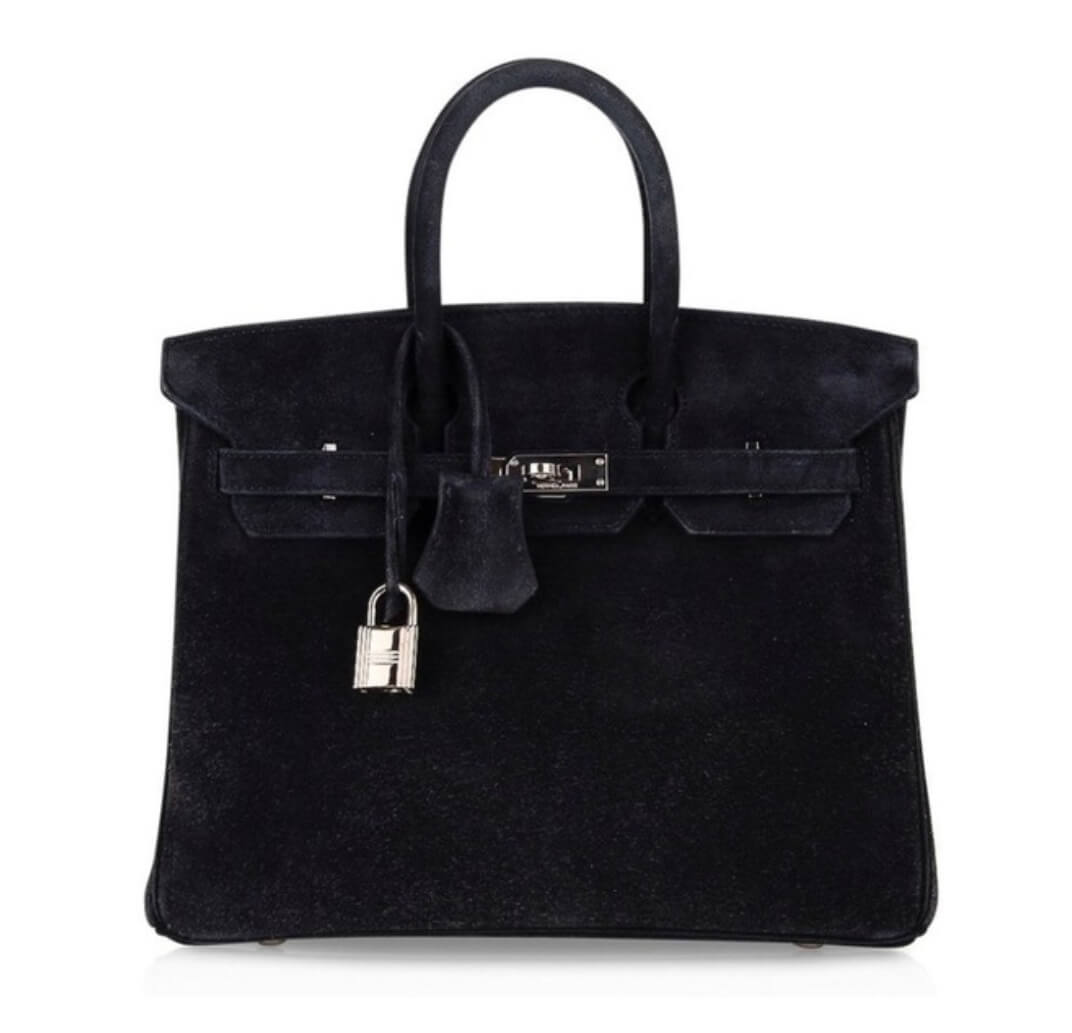 Hermès Birkin25 Black Suede&Palladium Hardware