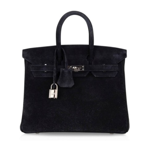 Hermès Birkin25 Black Suede&Palladium Hardware