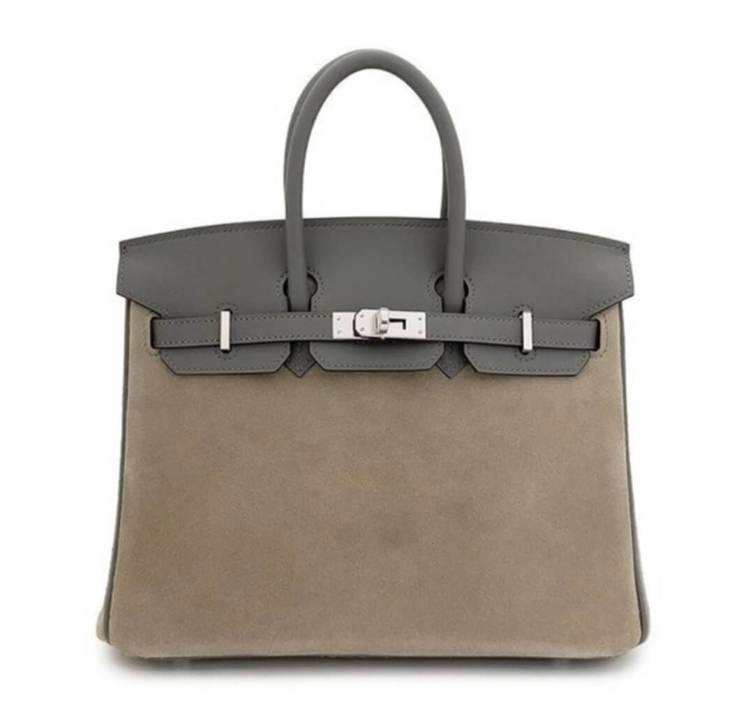 Hermès Birkin25 Storm Grey Grizzly Suede& Palladium Hardware