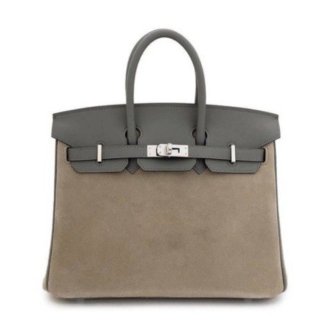 Hermès Birkin25 Storm Grey Grizzly Suede& Palladium Hardware