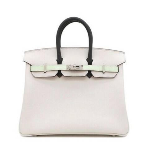 Hermès Birkin25 Milk Grey / Bubble Green / Graphite Grey Epsom & Palladium Hardware