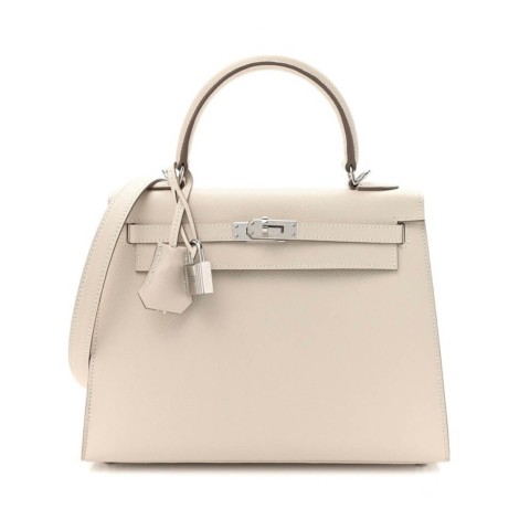 Hermès Kelly25 Craie Epsom&Palladium Hardware