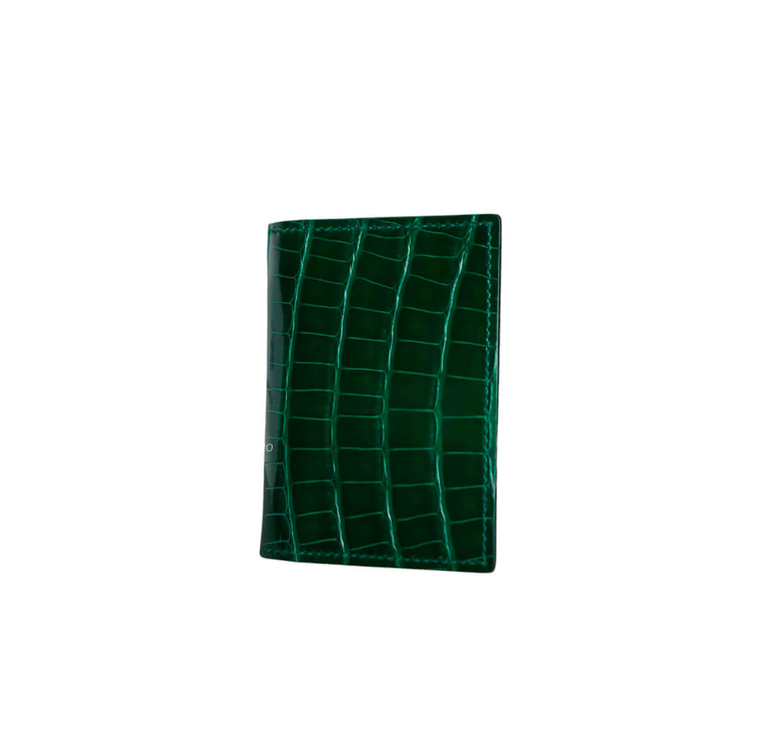 Hermès MC² Euclide Card Holder in Vert Emeraud Shiny Alligator Leather
