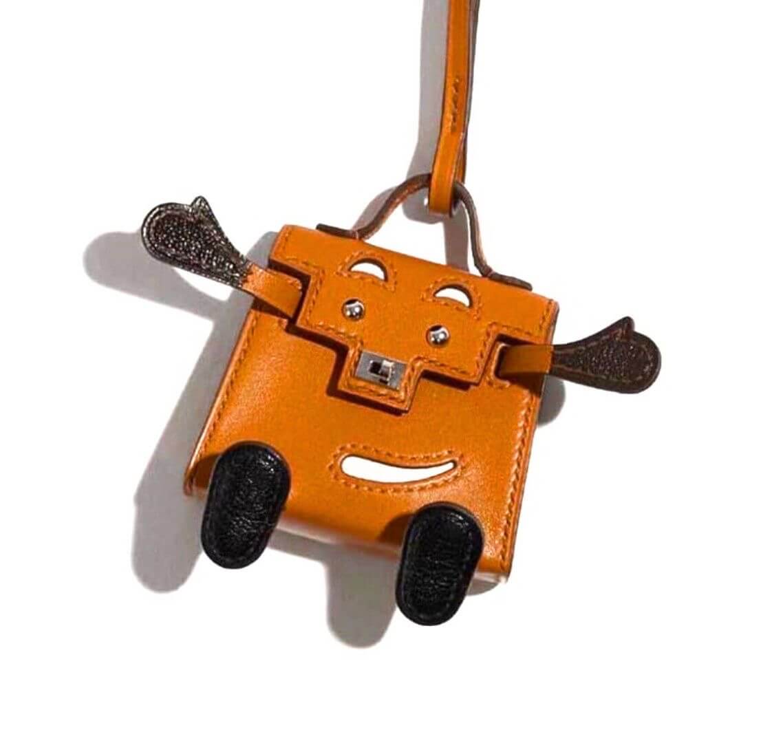 Hermès  Kelly Dole Bag Charm Swift Cookie / Texas Powder / Shake White / Choco