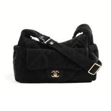 Chanel 24N Ski Collection Black Velvet Bag