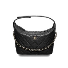 Chanel New Cruise Caviar Mini Chain Hobo Bag Black