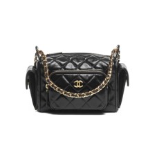 Chanel New Cruise Caviar Mini Chain Hobo Bag Black