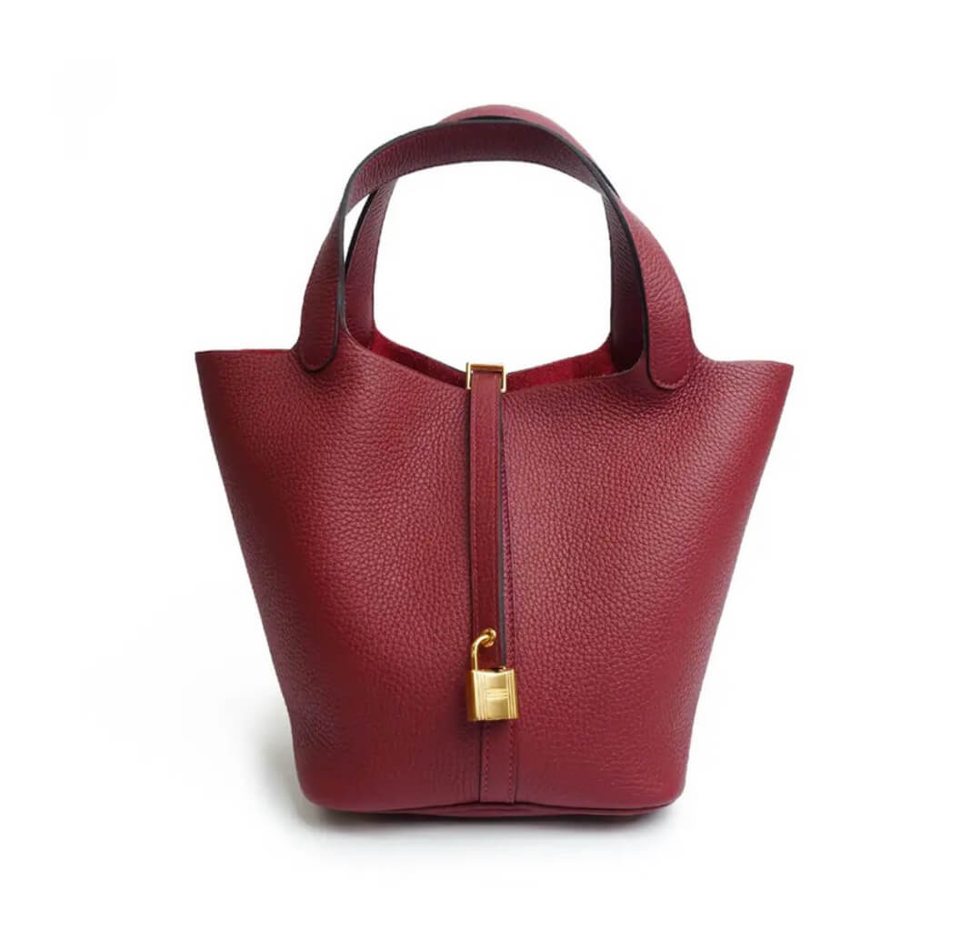 Hermes Picotin Lock 18 Bag Clemence & Palladium Bordeaux Wine Red