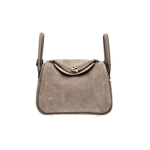 Hermès Lindy Mini Verso Suede Swift & Palladium Etoupe Grey