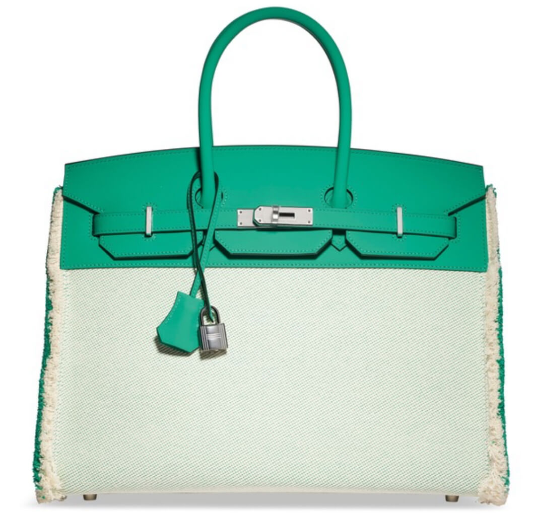 Hermès Birkin 35 Fray Mint Green Limited Edition (Swift & Canvas)