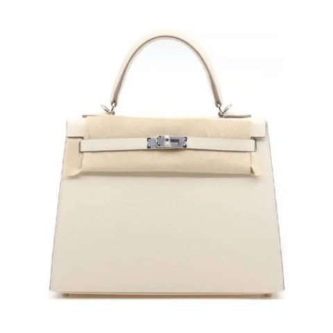 Hermès Kelly25 Milkshake White Epsom&Palladium Hardware