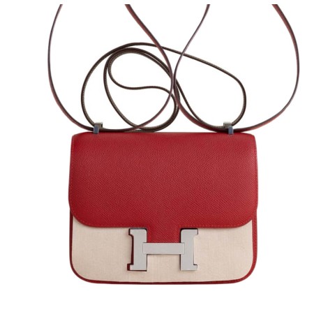 Hermès Constance 19 Epsom Rouge casaque&Palladium Hardware
