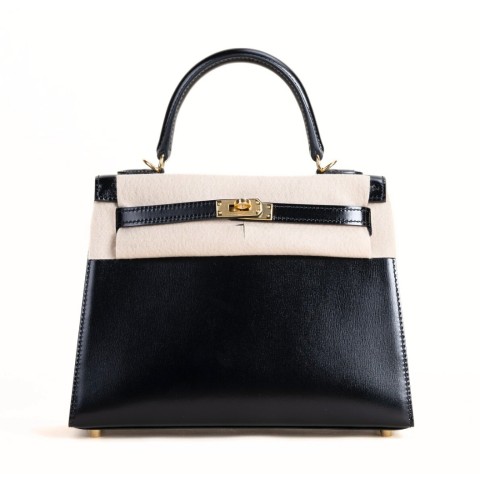 Hermès Kelly25 Noir Box Calf Leathe&Gold Hardware