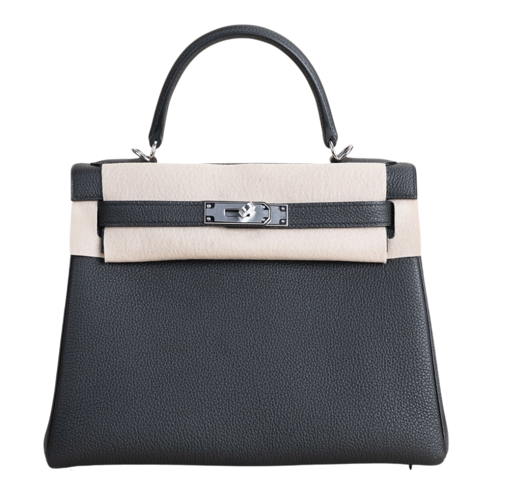 Hermès Kelly28  Noir Togo& Palladium Hardware