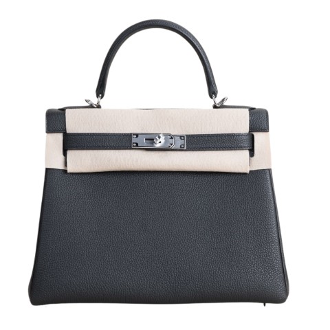 Hermès Kelly28  Noir Togo& Palladium Hardware