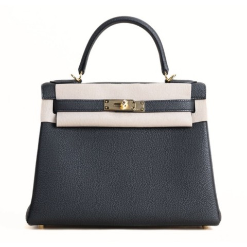 Hermès Kelly28  Noir Togo& Gold Hardware