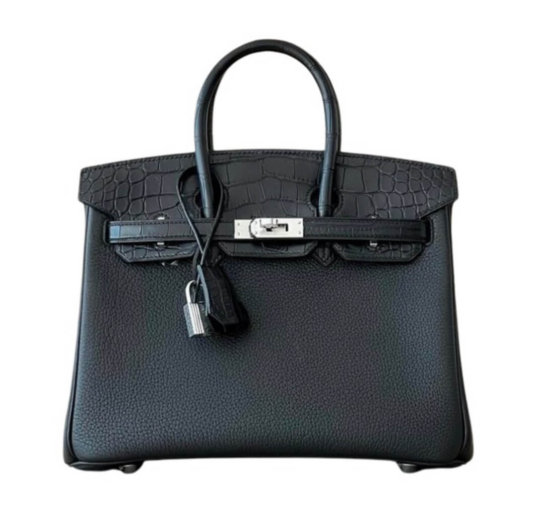 Hermès Birkin25 Touch 2in Noir Togo and Matte Alligator&Palladium Hardware