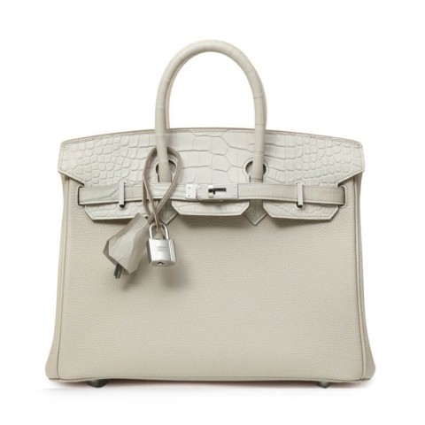 Hermès Birkin25 Touch 2in Beton Togo and Matte Alligator&Palladium Hardware