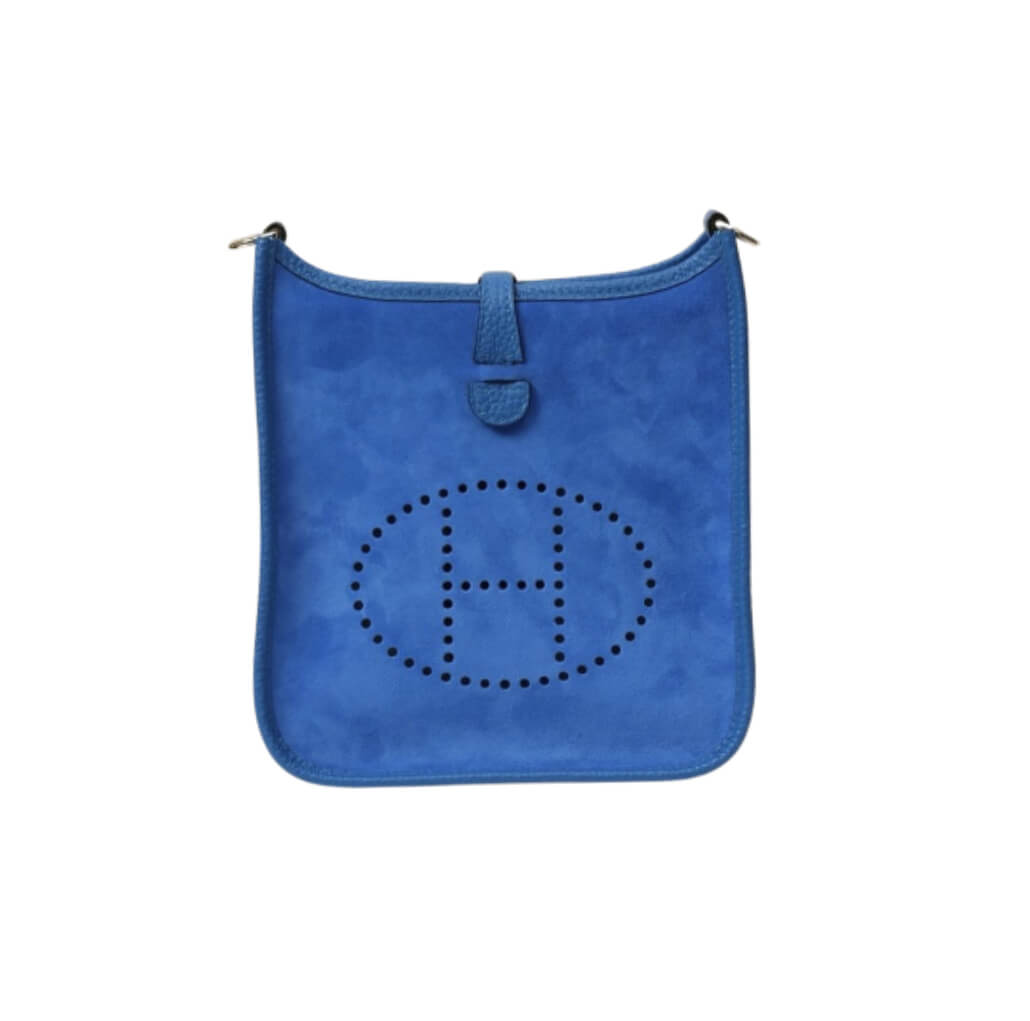 Hermès Mini Evelye Blue France Suede/Clemence