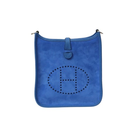 Hermès Mini Evelye Blue France Suede/Clemence