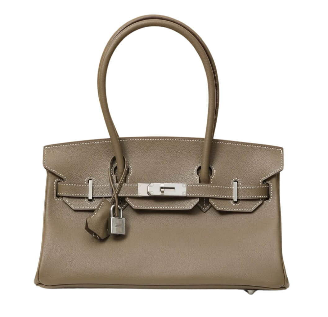 Hermès Shoulder Birkin 30 Etoupe Evergrain&Palladium Hardware