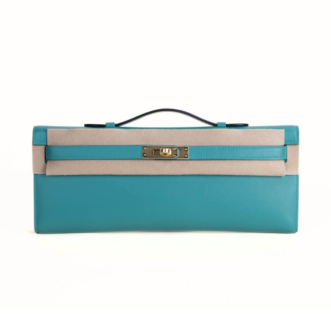 Hermès Kelly Cut  Blue Paon Swift&Gold Hardware