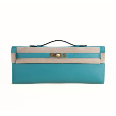Hermès Kelly Cut  Blue Paon Swift&Gold Hardware