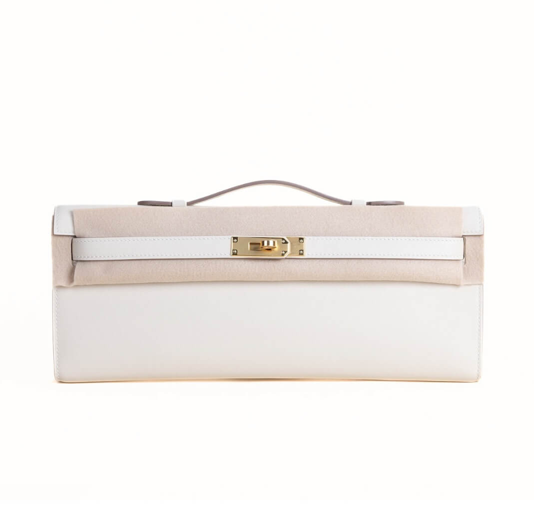 Hermès Kelly Cut Swift Craie &Gold Hardware