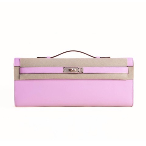 .Hermès Kelly Cut  Mauve Sylvestre Swift&Rose.Gold Hardware