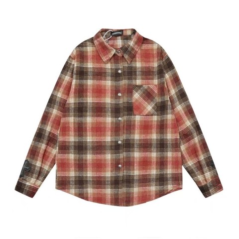 Chrome Hearts Heavyweight Long Sleeve Plaid Shirt with Cross Patch (Rad)
