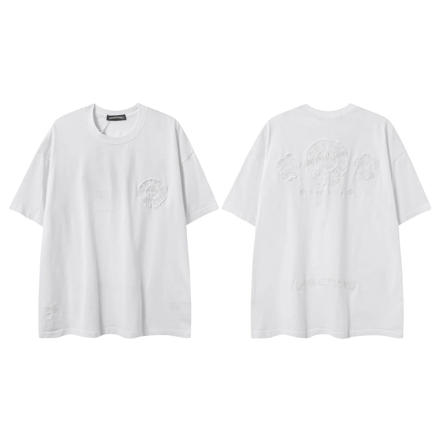 Chrome Hearts Embroidered Logo Washed Style Short Sleeve T-shirt