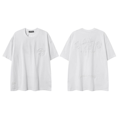 Chrome Hearts Embroidered Logo Washed Style Short Sleeve T-shirt