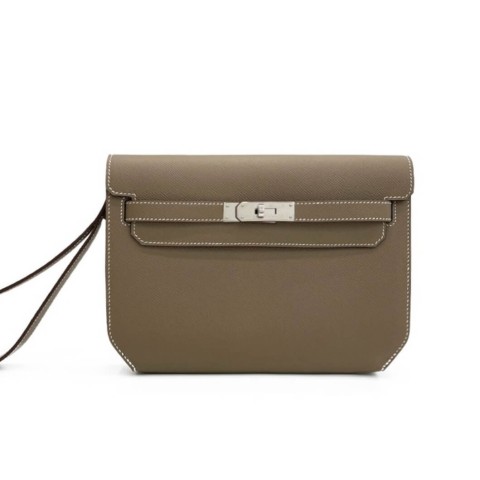 5. Hermès Kelly Depeches Pouch25 Etoupe Epsom& Palladium Hardware